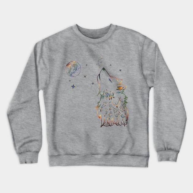 Howling wolf line art Crewneck Sweatshirt by AnnArtshock